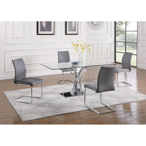 Chintaly REBECA Contemporary Dining Set w/ Rectangular Glass Table & Chairs