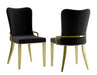Chintaly RILEY-SC Contemporary Side Chair w/ Golden Legs - 2 per box - Black