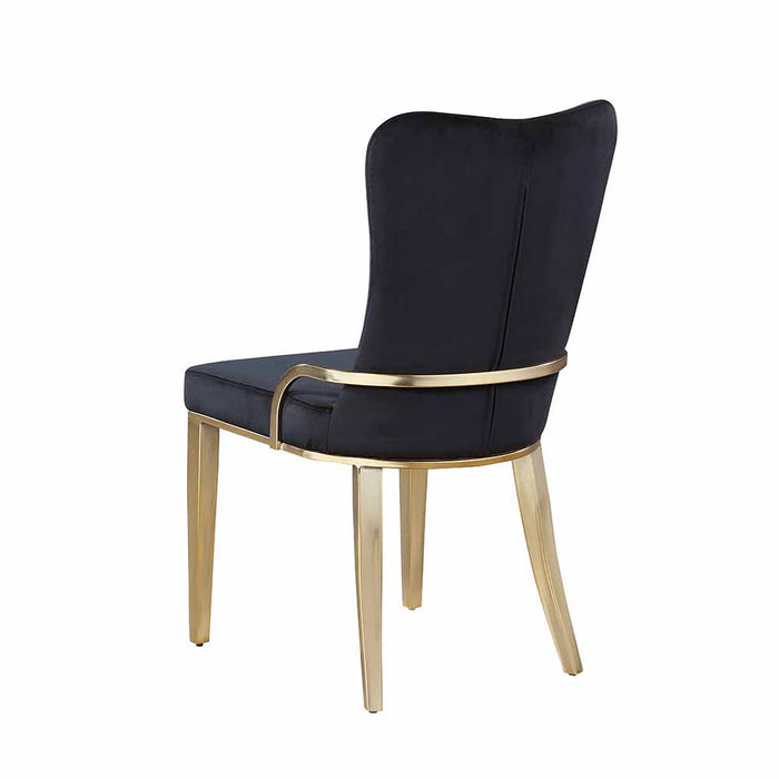 Chintaly RILEY-SC Contemporary Side Chair w/ Golden Legs - 2 per box - Black