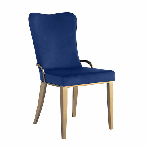 Chintaly RILEY-SC Contemporary Side Chair w/ Golden Legs - 2 per box - Blue