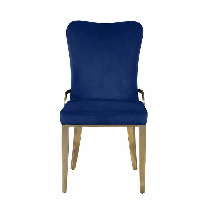 Chintaly RILEY-SC Contemporary Side Chair w/ Golden Legs - 2 per box - Blue