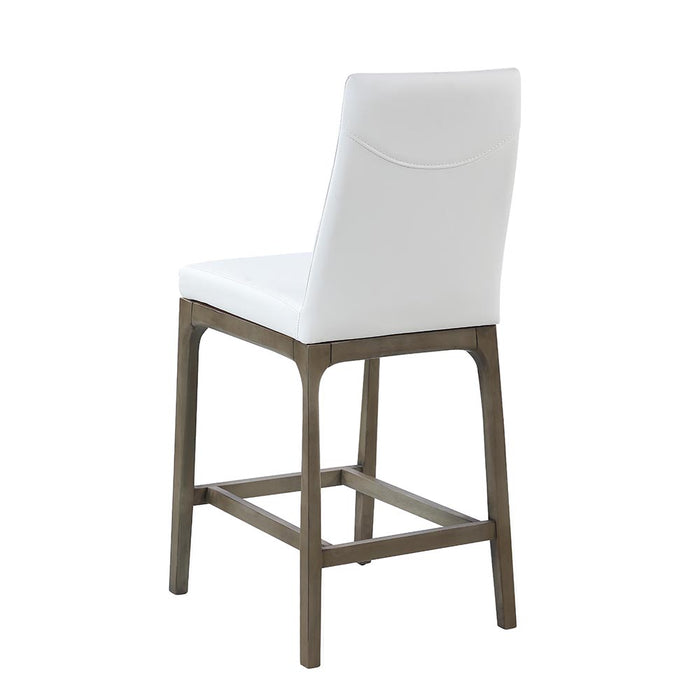 Chintaly ROSARIO Modern Gray Counter Stool w/ Solid Wood Base