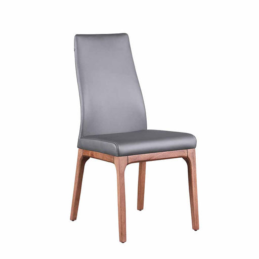 Chintaly ESTHER Modern Contour Back Upholstered Side Chair w/ Solid Wood Base - 2 per box - Gray