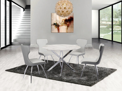 Chintaly SANDRA Contemporary Dining Set w/ Marbleized Melamine Table Top & Gray Chairs