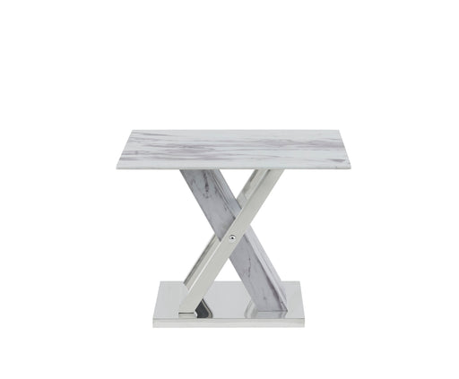 Global Furniture End Table Faux Marble and Stainless Steel