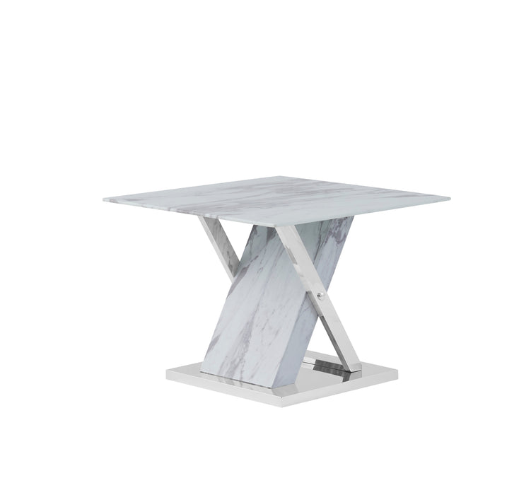 Global Furniture End Table Faux Marble and Stainless Steel