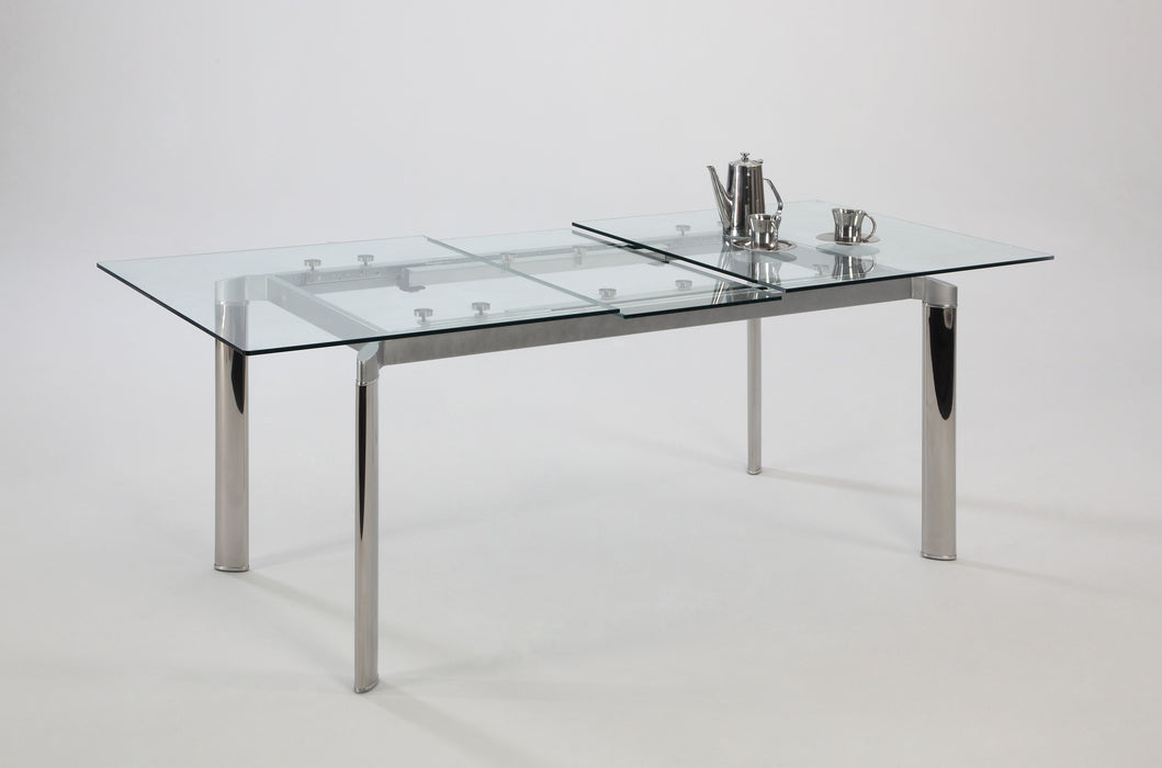 Chintaly TARA Modern Extendable Clear Glass Dining Table