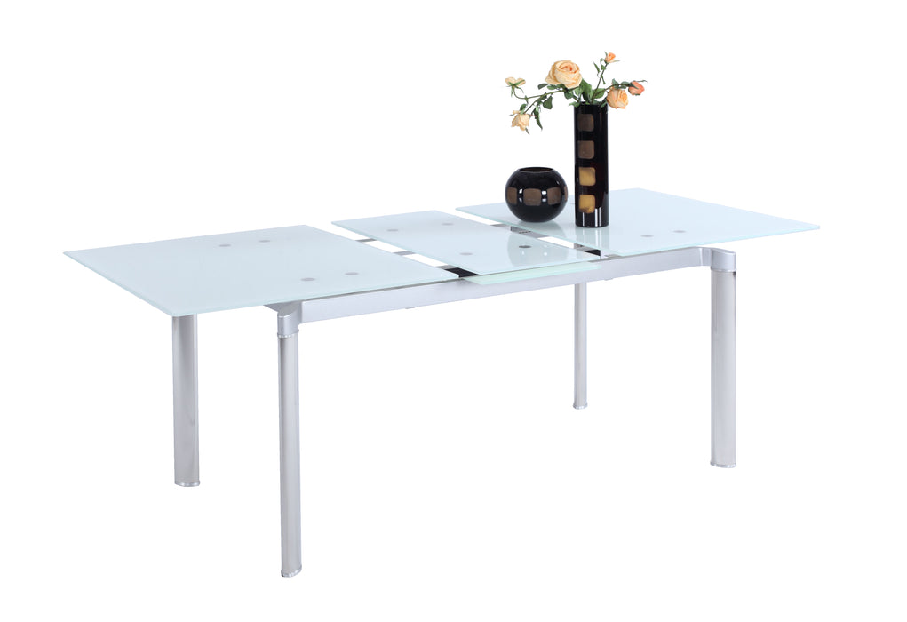 Chintaly TARA Modern Extendable White Glass Dining Table