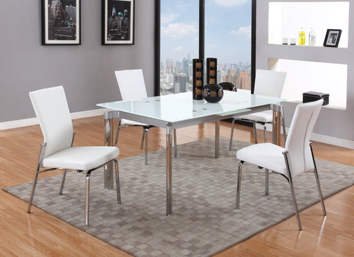Chintaly TARA Modern Extendable White Glass Dining Table