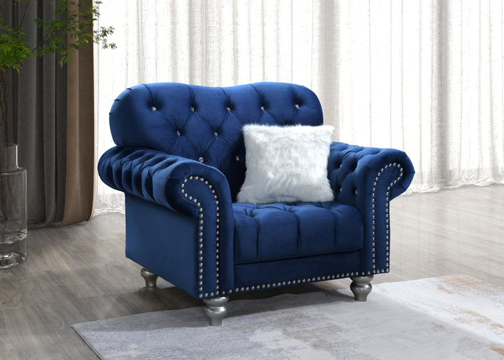 Global Furniture Navy Blue Tufted Chair