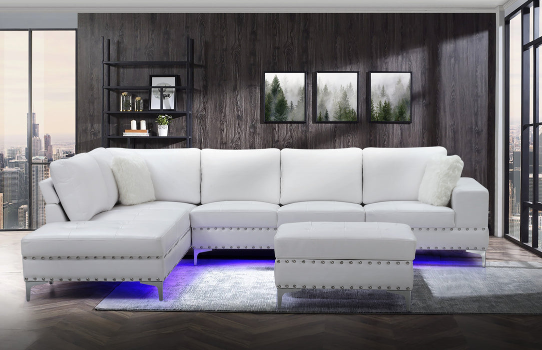 Global Furniture White Blanche LED Sectional