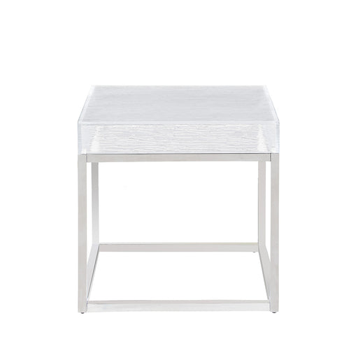 Chintaly VALERIE-OCC Contemporary Lamp Table w/ Acrylic Top & Stainless Steel Frame