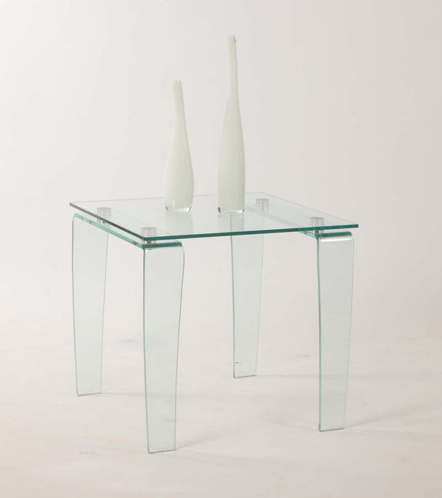 Chintaly VERA Contemporary All-Glass Square Lamp Table