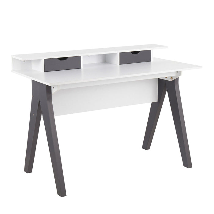 Wishbone - Desk - Gray And White Wood