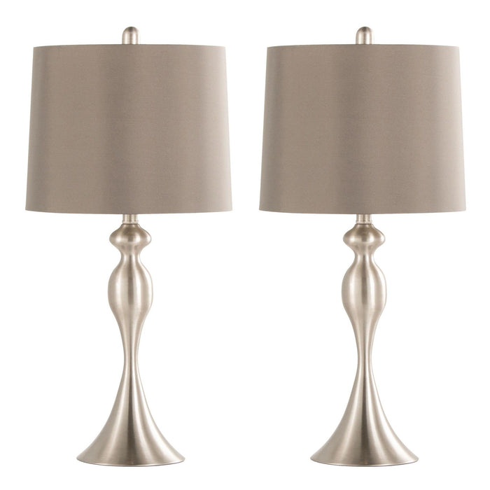 Ashland - 27" Metal Table Lamp (Set of 2) - Pearl Silver And Taupe