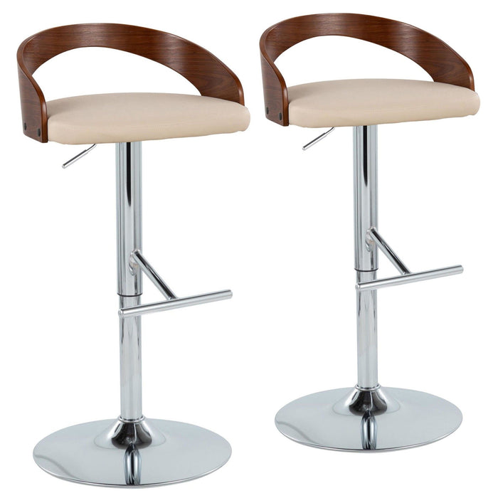 Grotto - Adjustable Faux Leather Barstool (Set of 2) - Beige