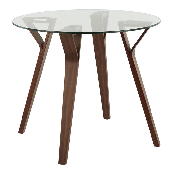 Folia - Round Dinette Table - Walnut Wood And Clear Glass