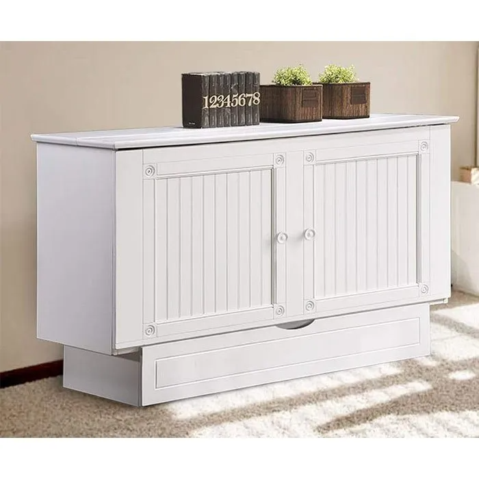 White Cottage Murphy Cabinet Bed by Arason Enterprises, Inc, featuring a compact fold-down design with a cozy, stylish look.