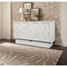 White Creden-ZzZ Brussels Murphy Cabinet Bed by Arason Enterprises, Inc, shown in closed cabinet form with sleek design.