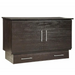 Coffee finish Creden-ZzZ Cabinet Bed by Arason Enterprises, Inc., queen-sized Murphy cabinet bed with open and closed views.