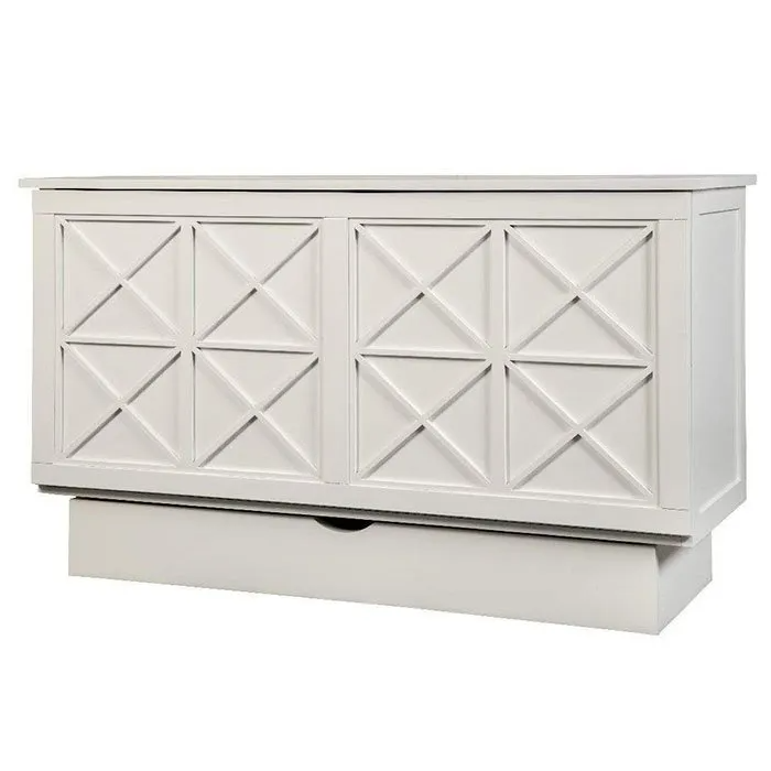 White Essex Murphy Cabinet Bed by Arason Enterprises, Inc, showing the compact cabinet with the bed folded inside and a sleek finish.