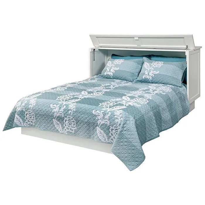 White Essex Murphy Cabinet Bed by Arason Enterprises, Inc, showcasing a sleek, foldable cabinet bed with a modern design.
