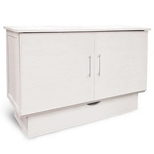 Madrid White Murphy Cabinet Bed in Queen size by Arason Enterprises, Inc, featuring a sleek white cabinet design with the bed partially open.
