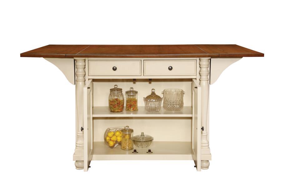 Slater - 2-Drawer Kitchen Island With Drop Leaves - Brown and Buttermilk