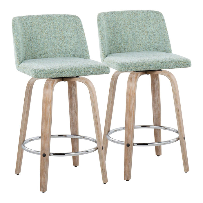 Toriano - 26" Fixed-height Counter Stool (Set of 2) - Light Green And Gray