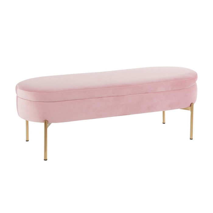 Chloe - Storage Bench - Gold Metal And Blush Pink Velvet