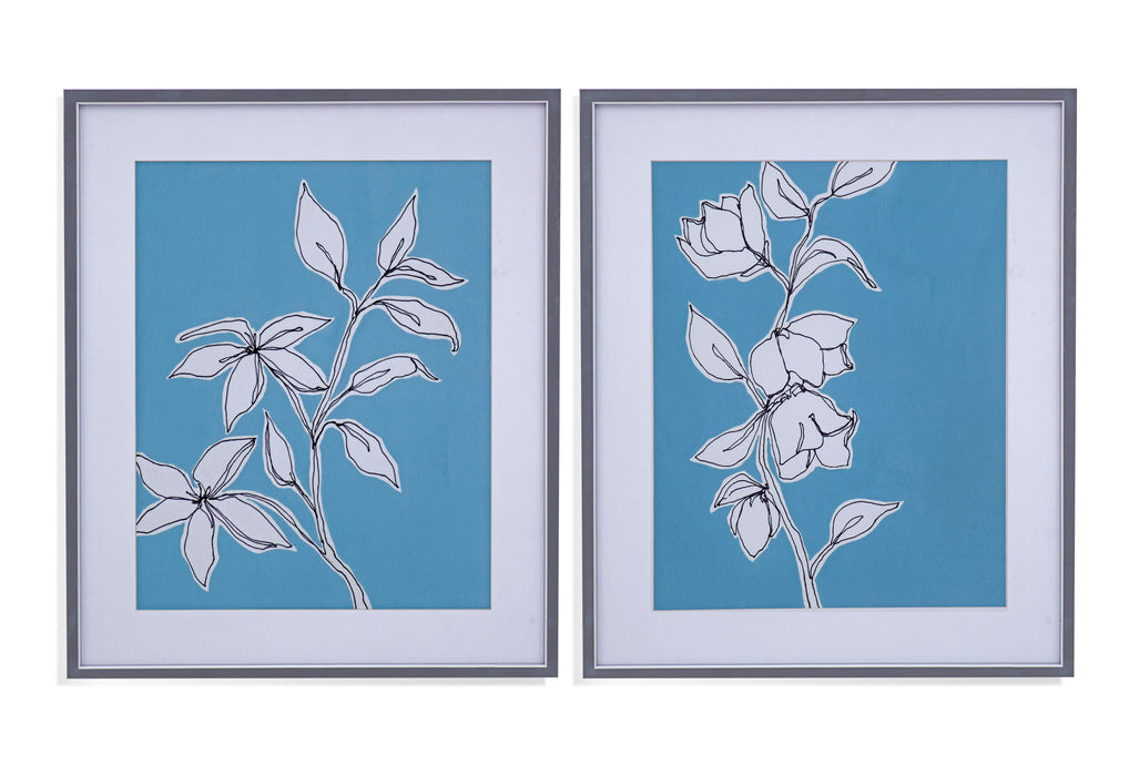 Botanic Drawing I - Framed Print - Blue