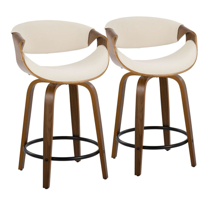 Curvini - 24" Fixed-height Counter Stool (Set of 2) - Dark Brown