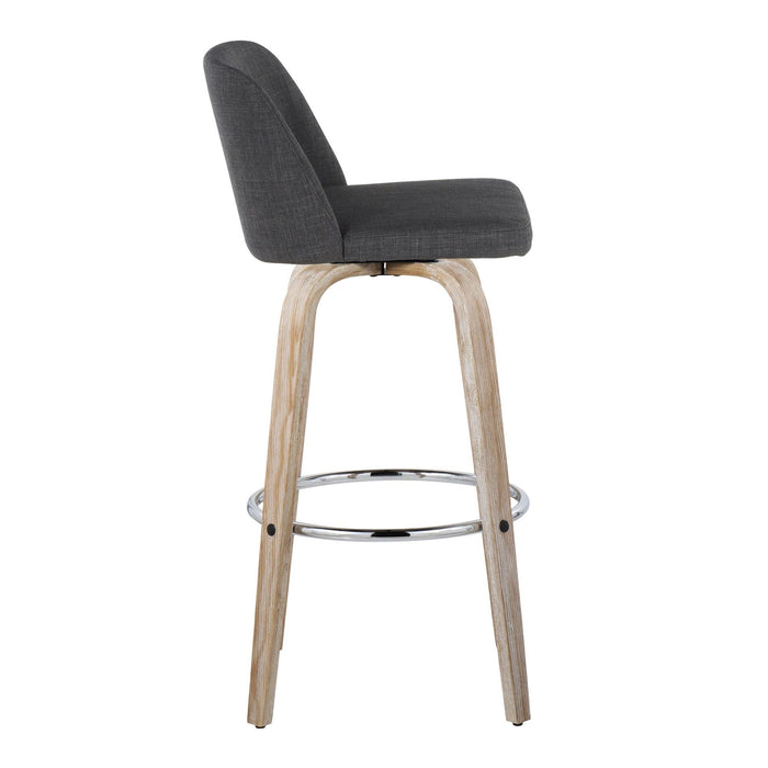Toriano - 30" Fixed-height Barstool (Set of 2) - Charcoal And Light Brown