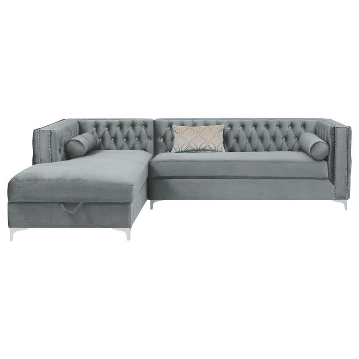Bellaire - Button-Tufted Upholstered Sectional - Silver