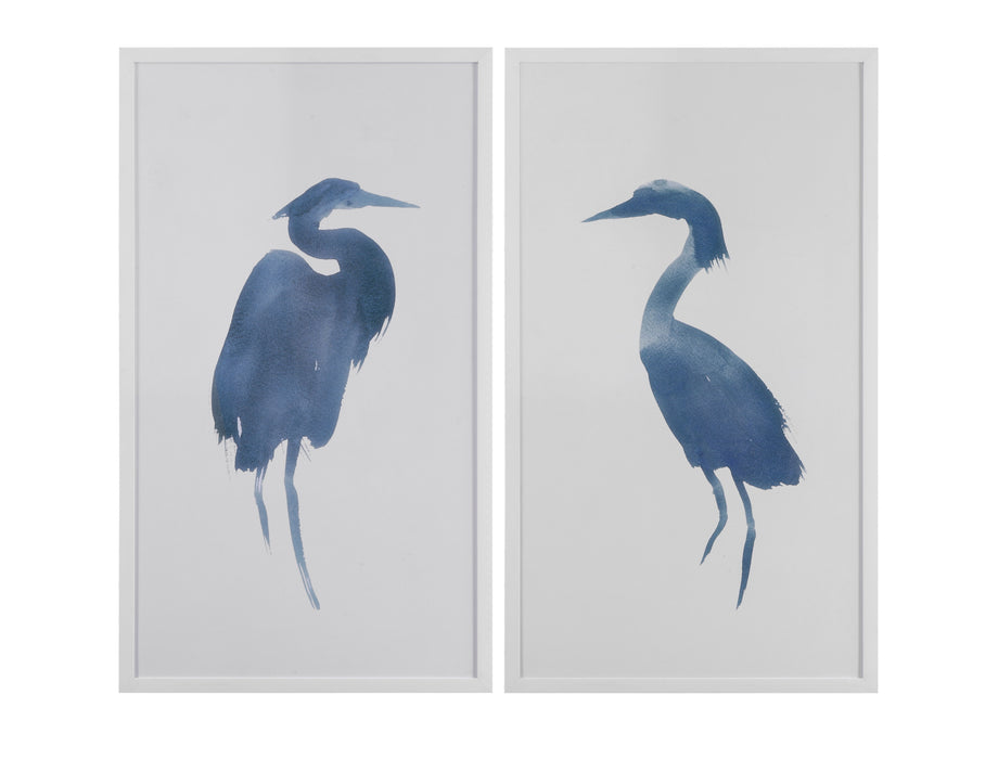 Heron in Blue II - Framed Art - Blue