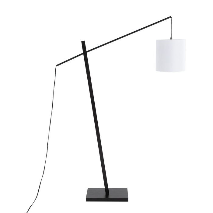 Arturo - Arturo Floor Lamp - Black Wood And Black Steel With White Fabric Shade