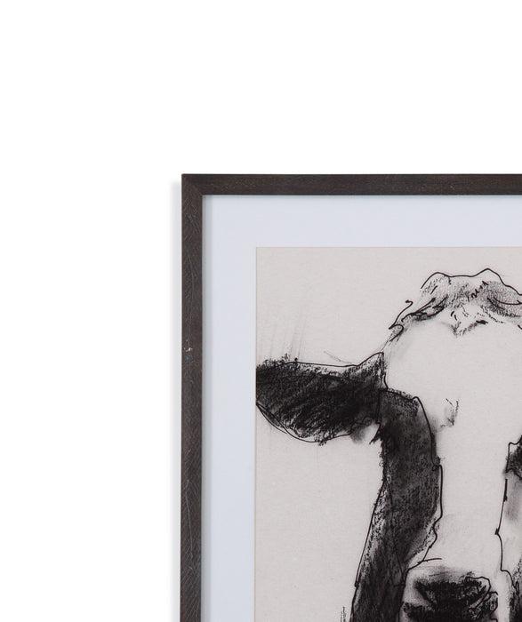 Cow Portrait Sketch II - Framed Print - Black