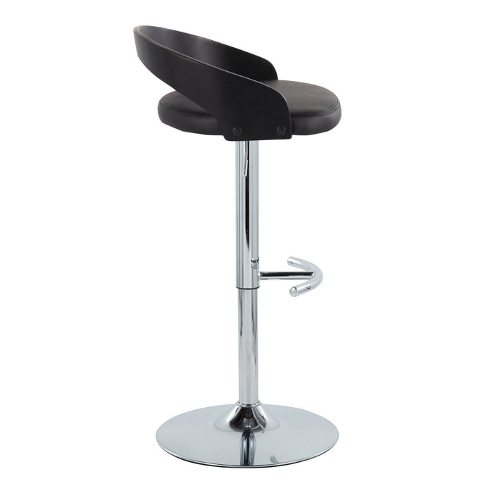 Grotto - Adjustable Faux Leather Barstool (Set of 2) - Black And Gray