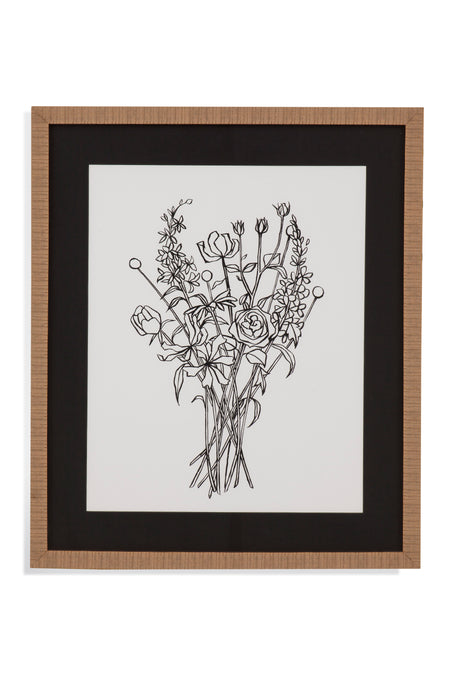 Black & White Bouquet III - Framed Print - Black
