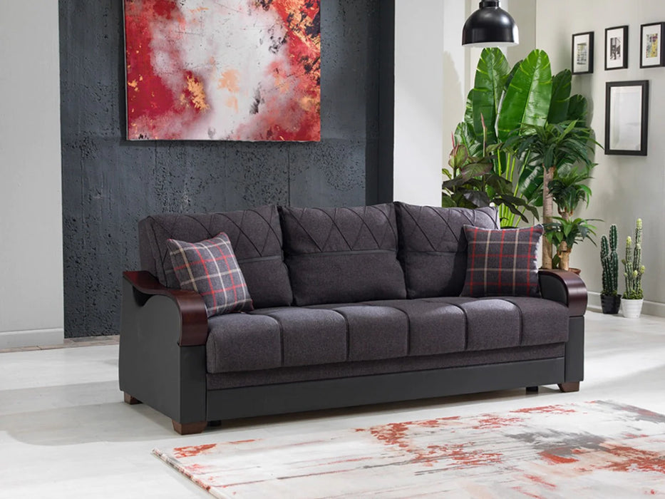 Bennett Fabric/PU Storage Sleeper Sofa bed, Nar Antrasit by Bellona USA (Istikbal)