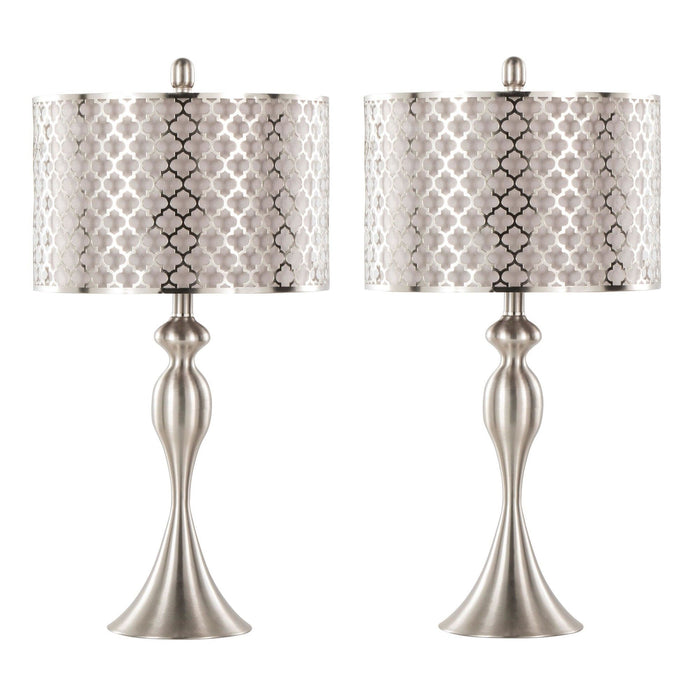 Ashland - 27" Metal Table Lamp (Set of 2) - Pearl Silver And Light Gray