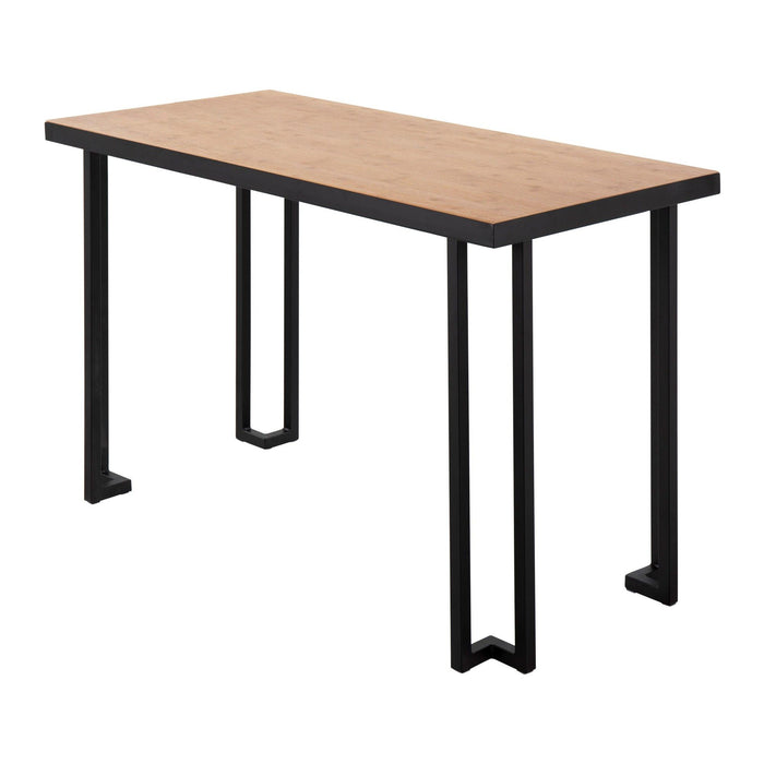 Roman - Desk - Black Steel With Natural Wood Top