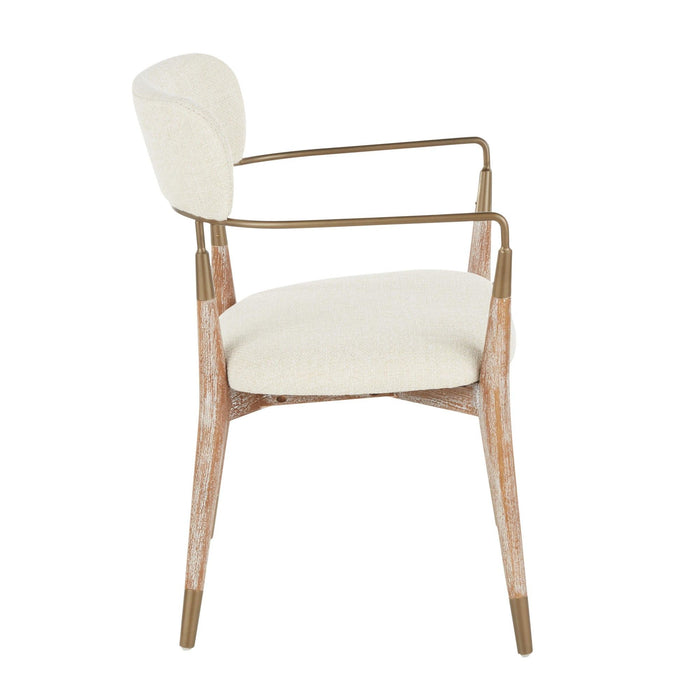 Savannah - Chair - White Washed Wood And Cream Noise Fabric With Copper Accent (Set of 2)