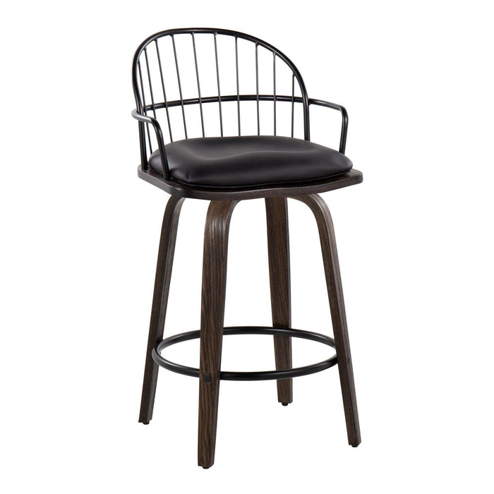 Riley - 26" Fixed-height Counter Stool (Set of 2) - Black And Walnut