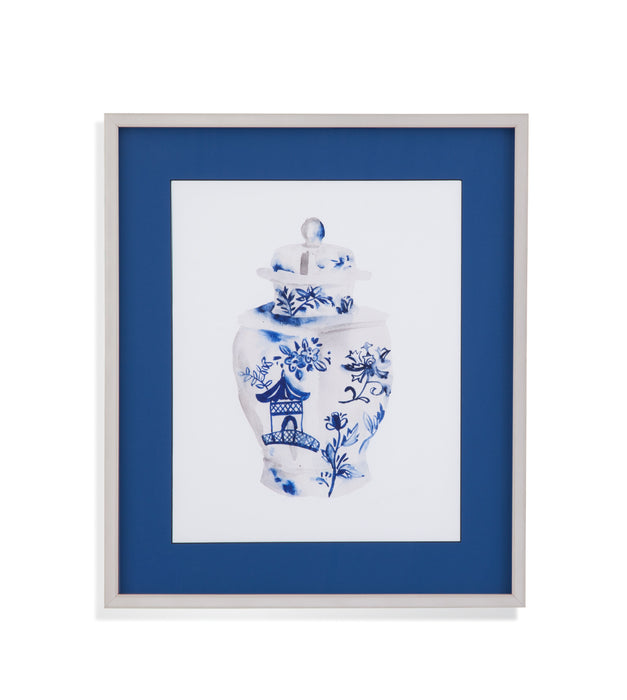 Indigo Vase IV - Framed Print - White