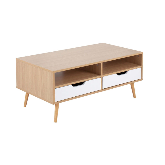 Astro - Coffee Table - Natural And White Wood