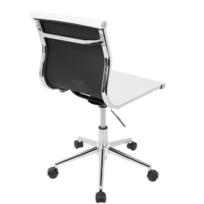 Master - Armless Adjustable Task Chair - White Faux Leather