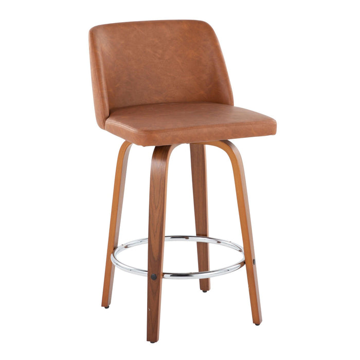 Toriano - 26" Fixed-height Counter Stool (Set of 2) - Camel And Walnut