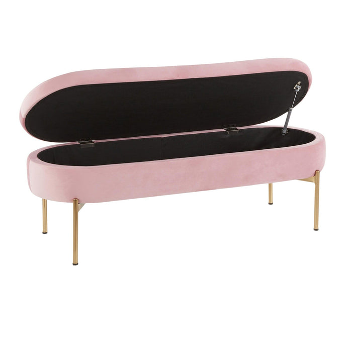 Chloe - Storage Bench - Gold Metal And Blush Pink Velvet