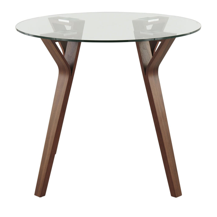 Folia - Round Dinette Table - Walnut Wood And Clear Glass